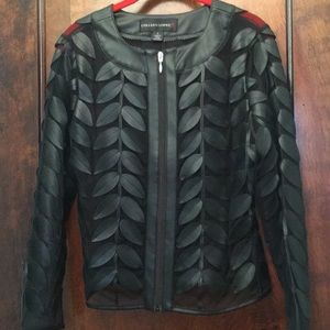 Colleen Lopez faux leather and mesh jacket sz sm